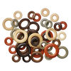 Component mix, wood (dyed), mixed colors, 21-33mm ring. Sold per pkg of 50. image number 1