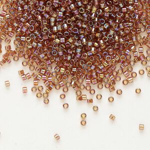 Seed bead, Delica®, glass, pkg/50g, #11 round, translucent rainbow topaz (DB-0170).