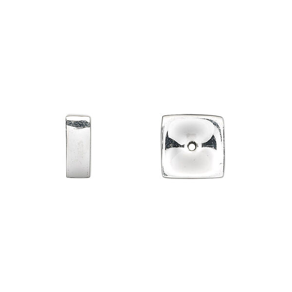 Bead, sterling silver, 10x3.5mm smooth concave square rondelle. Sold individually. image number 0