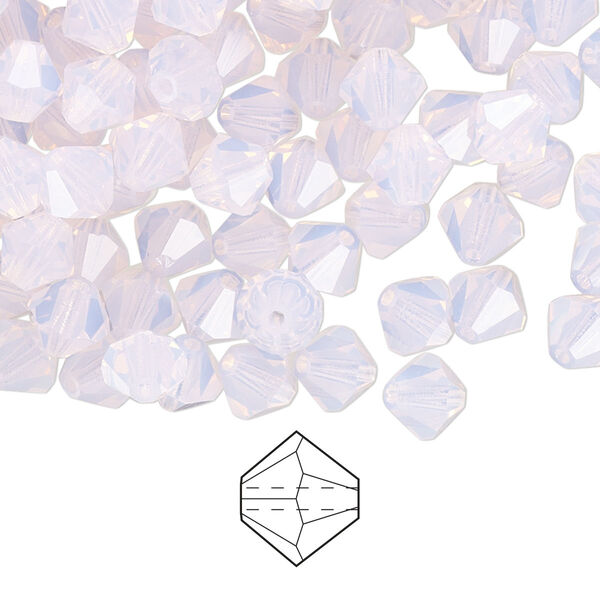 Bead 24pk rose opal, Preciosa Czech crystal 6mm bicone image number 0