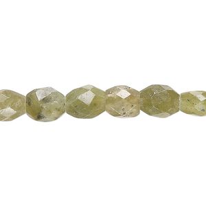 Vesuvianite 1pkg1, hand-cut faceted puffed oval bead natural 15 inch 7x6mm-9x8mm