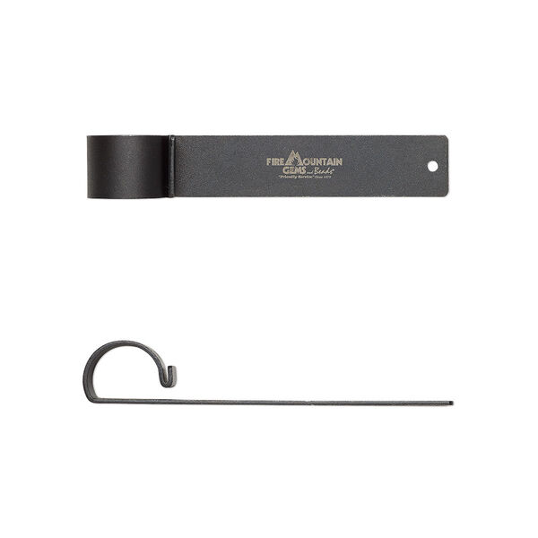 Bracelet bending tool, powder-coated steel, black and silver, 7 inches with 5mm hole. Sold individually. image number 0