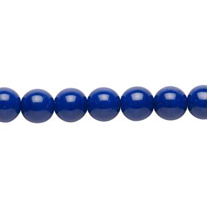 Bead, Czech glass druk, opaque dark blue, 8mm round. Sold per 15-1/2" to 16" strand.