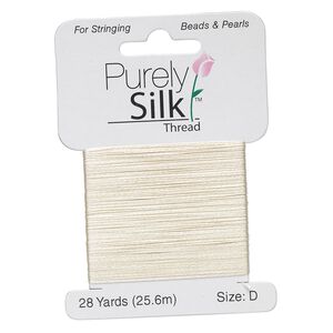 Thread, Purely Silk™, ecru, size D. Sold per 28-yard card.