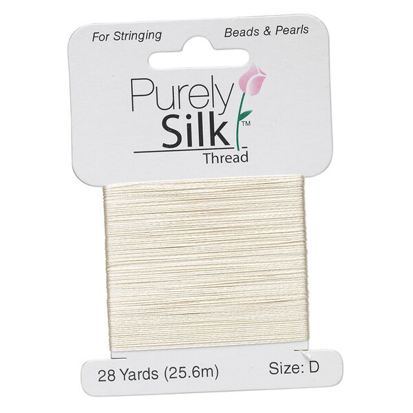 Thread, Purely Silk™, ecru, size D. Sold per 28-yard card. image number 0