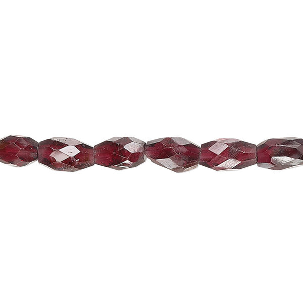 Bead, rhodolite garnet (dyed), 7x4mm-9x6mm hand-cut faceted puffed oval, B grade, Mohs hardness 7 to 7-1/2. Sold per 14-inch strand, approximately 45 beads. image number 0