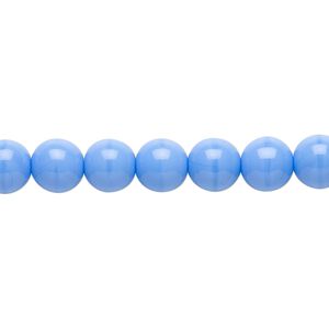 Bead, Czech glass druk, opaque light blue, 8mm round. Sold per 15-1/2" to 16" strand.