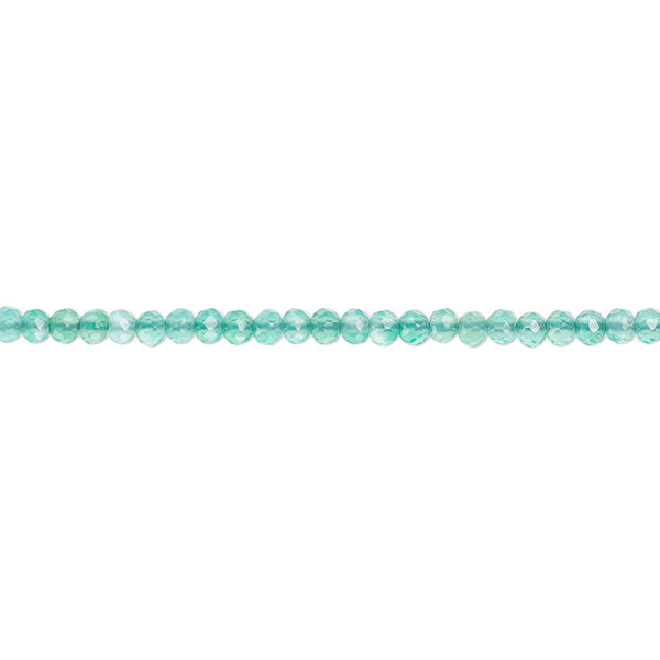 Bead, green onyx (dyed), light, 2mm faceted round with 0.4-0.6mm hole, B+ grade, Mohs hardness 6-1/2 to 7. Sold per 13-inch strand. image number 0