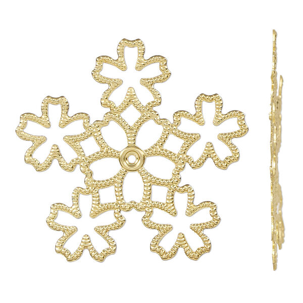 Component, gold-finished steel, 33x32mm single-sided flower. Sold per pkg of 10. image number 0