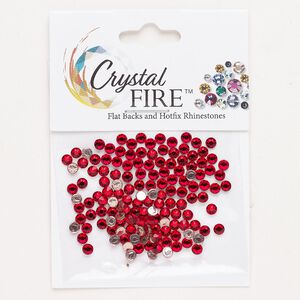 Flat back 144pk light Siam foil back, Crystal Fire® 3.00-3.12mm hotfix round SS12