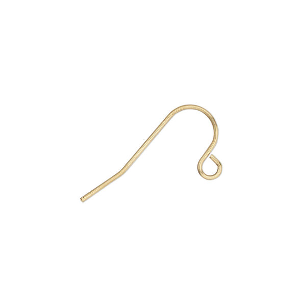 Ear wire, gold-finished stainless steel, 11mm fishhook with open loop, 21 gauge. Sold per pkg of 5 pairs. image number 0