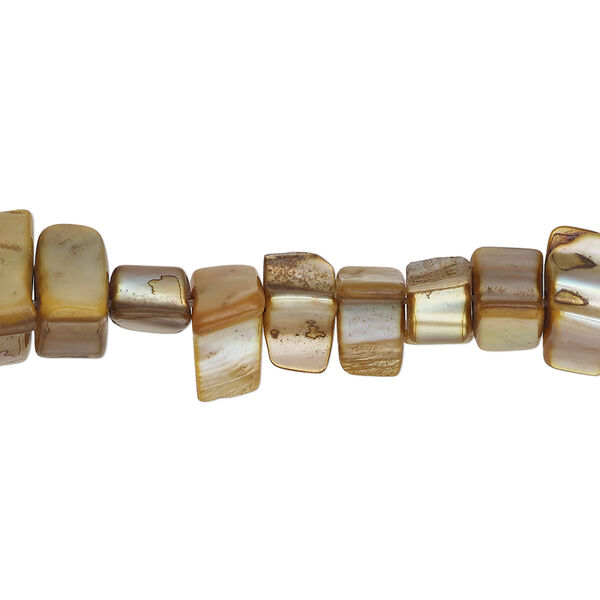 Mother-of-pearl shell 1pkg1, triangle tube bead 15 inch golden brown 8x4mm-10x6mm image number 0