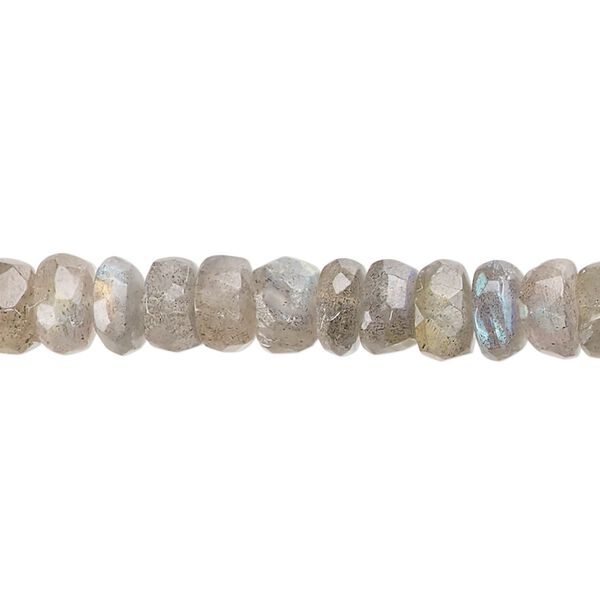 Labradorite 1pkg1, hand-cut faceted rondelle bead natural 14 inch 6x3mm-7x5mm image number 0