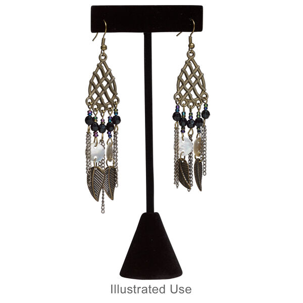 Display, earring, velvet, black, 5-1/2 x 2-1/2 x 1 inches. Sold individually. image number 2