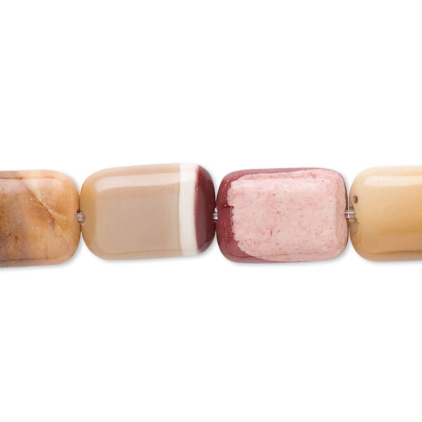 Bead, moukaite jasper (natural), 14x10mm flat pillow, B grade, Mohs hardness 6-1/2 to 7. Sold per 15-1/2" to 16" strand. image number 0