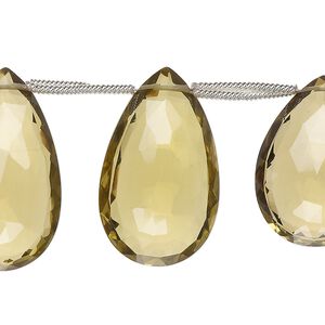 Golden quartz 1pkg7, hand-cut top-drilled faceted puffed teardrop bead 23x16mm-34x20mm