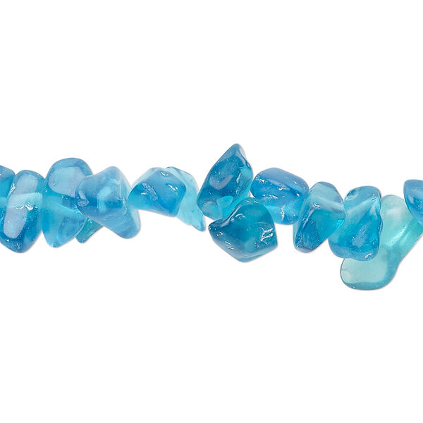 Bead, glass, translucent dark teal blue, small to extra-large chip. Sold per 30-inch strand. image number 0