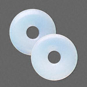 Focal, sea "opal" glass, 30mm round donut. Sold per pkg of 2.