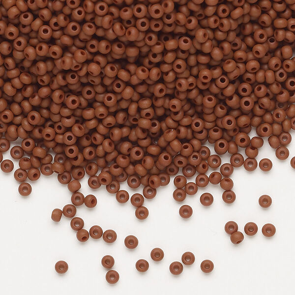 Seed bead, Preciosa Ornela Czech glass, pkg/50g, #11 rocaille, opaque matte brown, (13600). image number 0