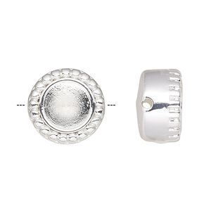 Bead, Almost Instant Jewelry®, silver-plated "pewter" (zinc-based alloy), 10mm beaded round with SS29 rivoli setting. Sold individually.
