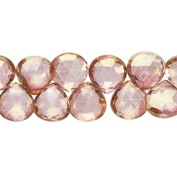 Quartz crystal 1pkg1, hand-cut top-drilled faceted puffed teardrop bead 7 inch 8-11mm image number 0