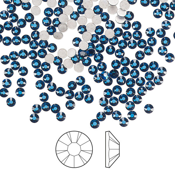 Flat back 144pk Capri blue foil back, Preciosa MAXIMA Czech crystal hotfix rhinestone 2.3-2.5mm chaton rose round SS8 image number 0