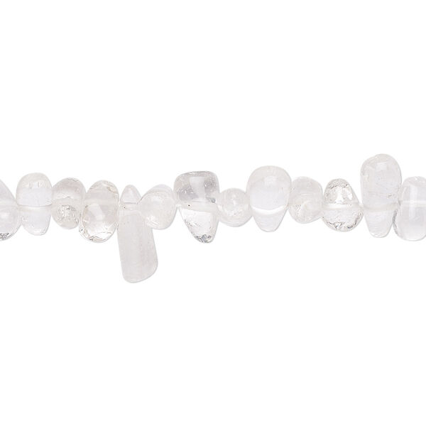 Bead, quartz crystal (natural), 6x3mm-11x5mm hand-cut top-drilled teardrop, C grade, Mohs hardness 7. Sold per 14-inch strand. image number 0