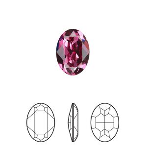 Fancy stone 144pk dark rose foil back, Swarovski® 14x10mm oval 4120