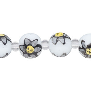 Bead, glass 1pkg8, multicolored, 12mm hand-painted round.
