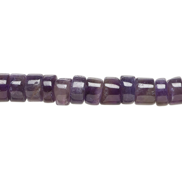 Amethyst 1pkg1, hand-cut heishi bead natural, 13 inch dark 6x3mm-7x5mm image number 0