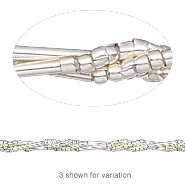 Bead, Hill Tribes, sterling silver, 8x1mm round tube and 1mm round. Sold per 8-inch strand, approximately 130 beads. image number 0