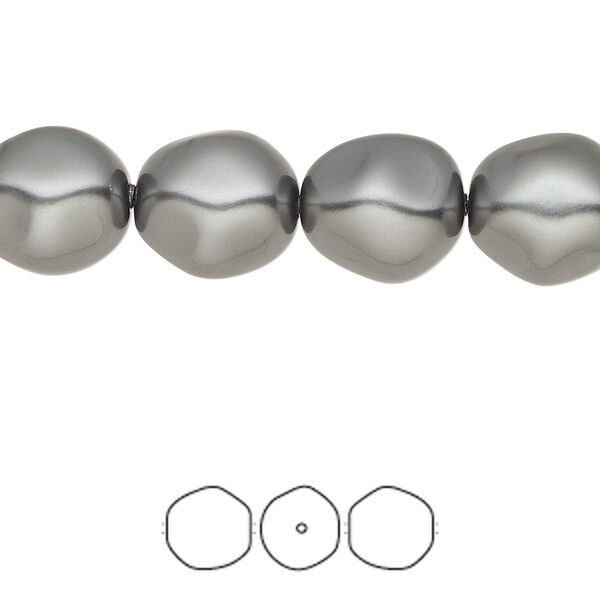 Pearl 10pk dark grey, Crystal Passions® 12x11mm baroque round 5841 image number 0