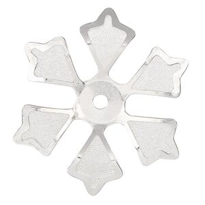 Component, silver-finished steel, 38x33mm single-sided flower. Sold per pkg of 4.