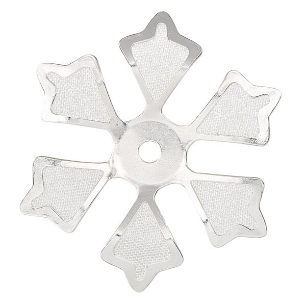 Component, silver-finished steel, 38x33mm single-sided flower. Sold per pkg of 4. image number 0