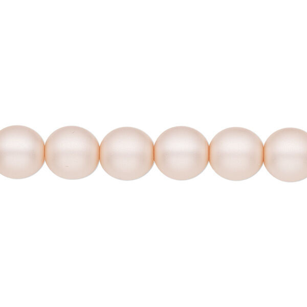 Bead, Czech pearl-coated glass druk, opaque matte soft pink, 8mm round. Sold per 15-1/2" to 16" strand. image number 0