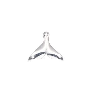 Charm, sterling silver, 17x14mm single-sided whale tail. Sold individually.