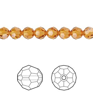 Bead 12pk topaz, Crystal Passions® 6mm round 5000