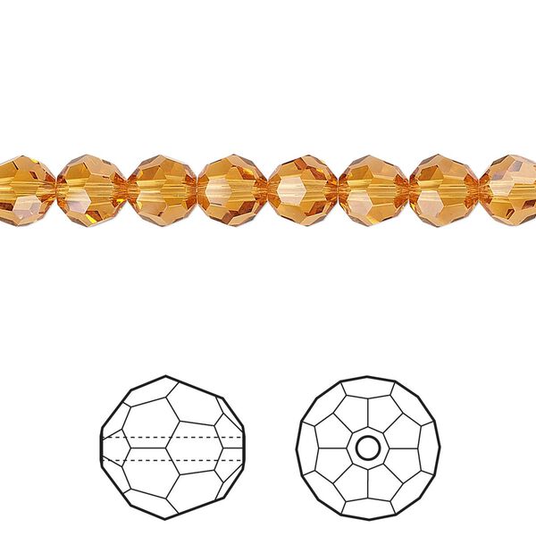 Bead 12pk topaz, Crystal Passions® 6mm round 5000 image number 0