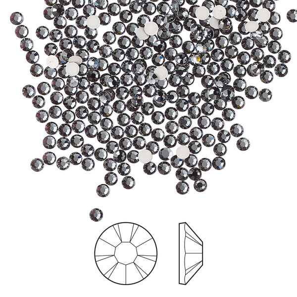 Flat back 1440pk light graphite foil back, Preciosa MAXIMA Czech crystal rhinestone 1.9-2.1mm chaton rose round SS6 image number 0