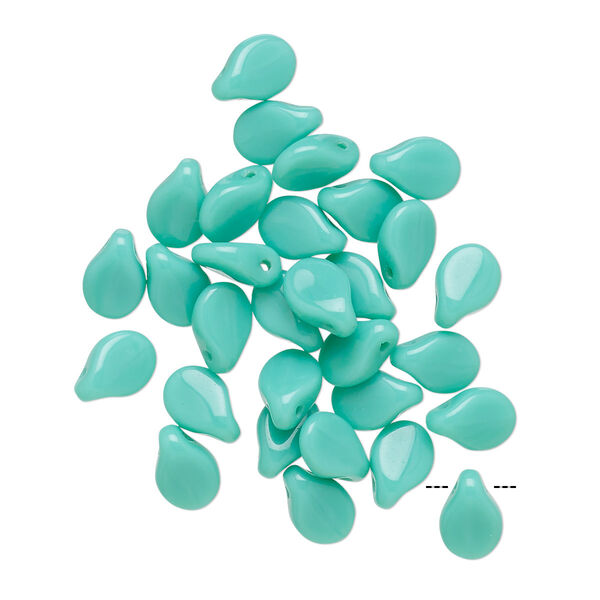 Bead, Preciosa Pip™, Czech pressed glass, opaque turquoise blue, 7x5mm top-drilled pip. Sold per pkg of 30. image number 0