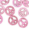 Magnesite 1pkg12, peace sign bead 15mm pink & brown image number 0