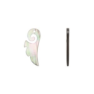 Drop, black lip shell (natural), 18x9mm left- and right-facing wing, Mohs hardness 3-1/2. Sold per pkg of 2.
