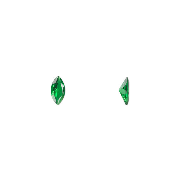 Gem, cubic zirconia, emerald green, 6x3mm faceted marquise, Mohs hardness 8-1/2. Sold per pkg of 5. image number 0