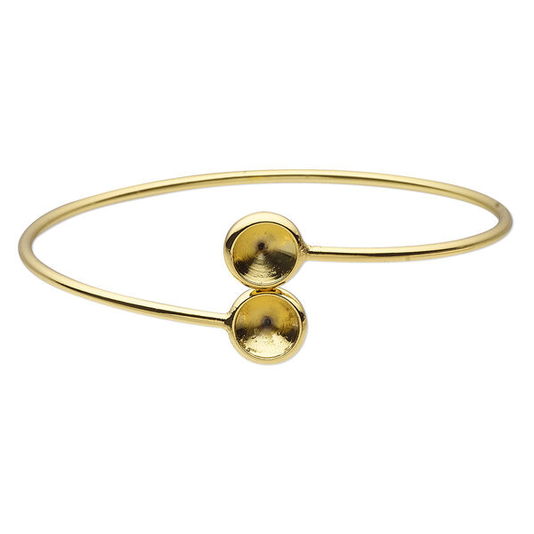 Bracelet, Almost Instant Jewelry®, cuff, gold-finished brass, 21mm wide and (2) SS39 rivoli glue-in settings, 7-1/2 inches. Sold individually. image number 0