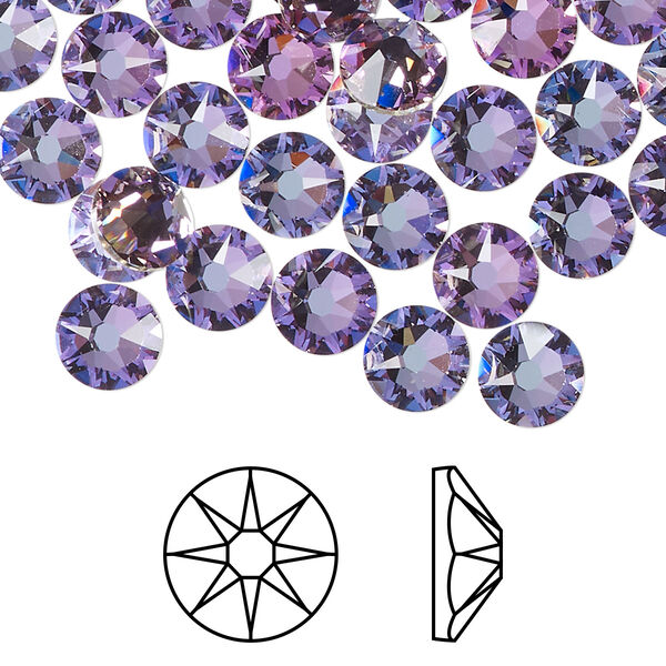 Flat back 12pk crystal vitrail light foil back, Crystal Passions® 7.07-7.27mm rose round SS34 2088 image number 0