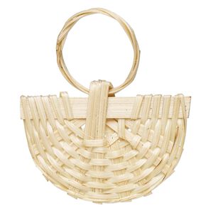 Focal, rattan wood, cream, 52x29mm fan. Sold per pkg of 2.