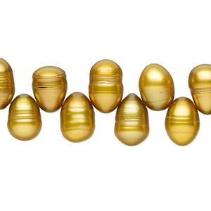 Freshwater pearl 1pkg1, rice C grade, 15 inch dark golden pear 8x6mm-13x8mm cultured