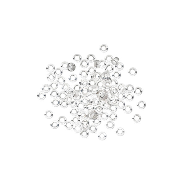 Bead, silver-finished brass, 2x1mm micro rondelle. Sold per pkg of 100. image number 0