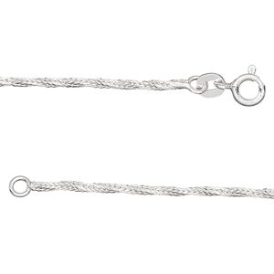 Chain 1pkg1 sterling silver foxtail, 1.4mm twisted / mixed clasp, Gossamer™ 20 inch