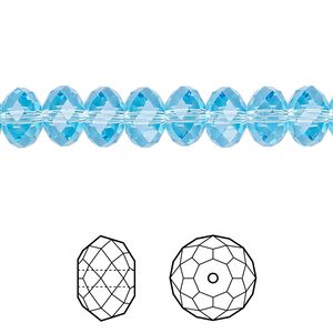 Bead 12pk aquamarine, Crystal Passions® 8x6mm rondelle 5040